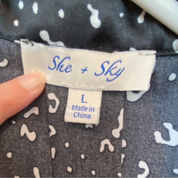 She + Sky Leopard Print Silky Pajama Set Women’s Size Large - Picture 9 of 11